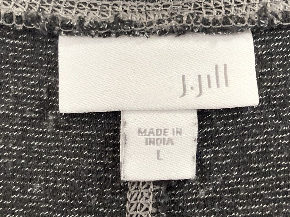 J Jill Sweater Knit Dress Womens L Black Gray Stripe Long Sleeve Casual - Picture 6 of 10